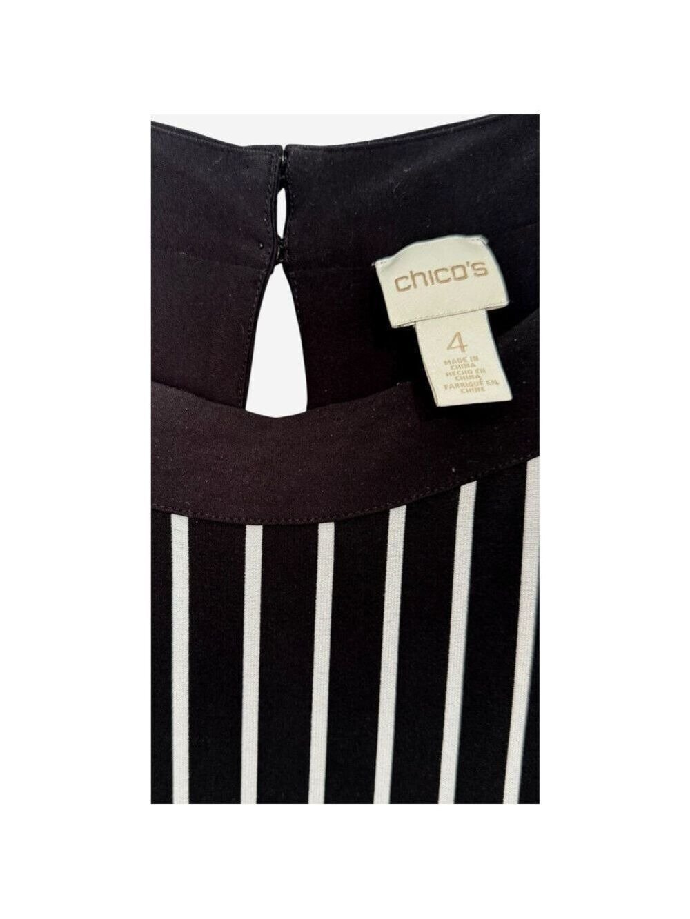 Chico's Women's Size 4/XXL-20 Striped Dolman Sleeve Jumpsuit Black White - Picture 3 of 8